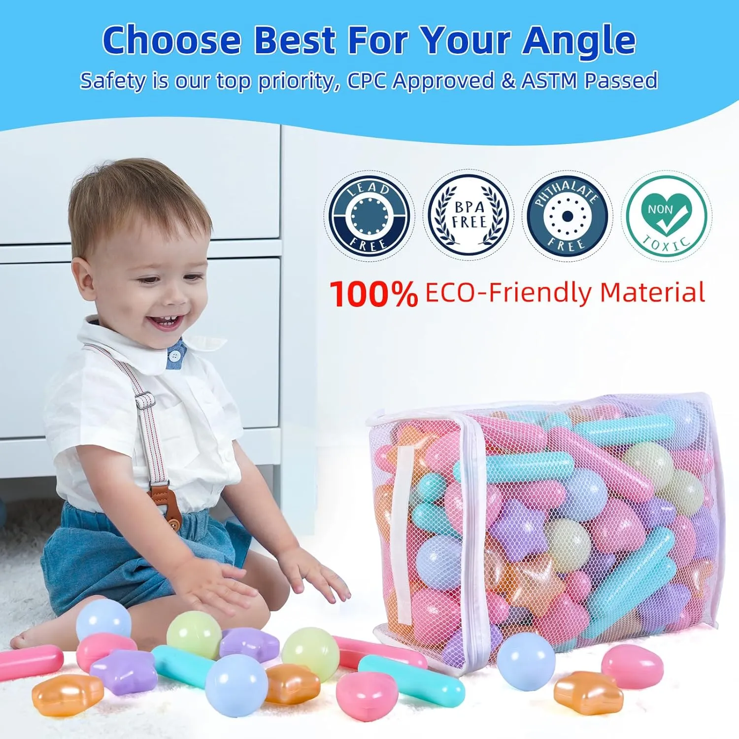 STARBOLO Ball Pit Balls for Baby and Toddler, 150pcs Phthalate Free BPA Free Crush Proof Plastic - Macaron Ocean Balls Pit Balls Play Toys for Kids Ball Pit, Pool,Play Tent,Party, st-txay-macgld150