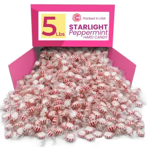 Starlight Mints Individually Wrapped 5Lbs Pack - Bulk Peppermint Candy, 400  Hard Mint Candy - Holiday Mints Bulk Individually Wrapped Candies for Christmas or Halloween, Fresh Office Peppermints
