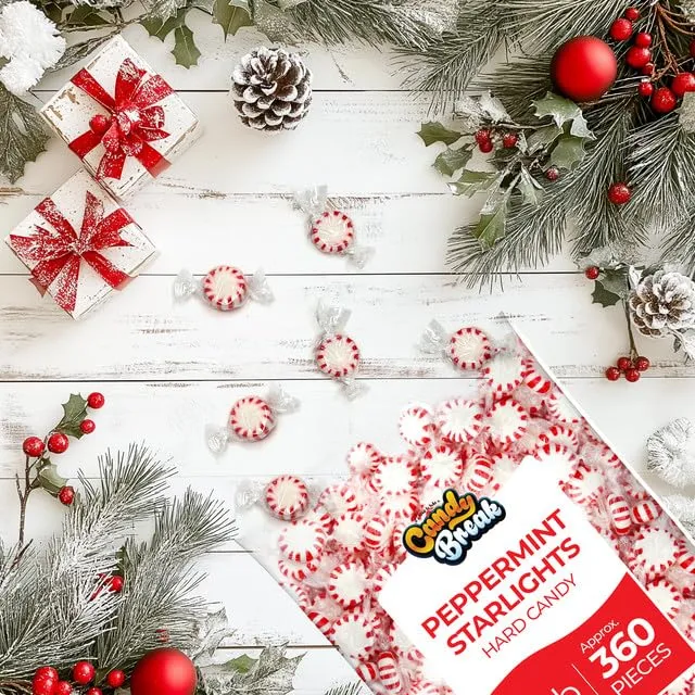 Starlight Peppermint Mints by Arcor - Hard Candy Individually Wrapped, 300 Count in Each Bulk Bag, Sweet Treats for Parties, Holidays & Office, Snacks for Adults & Kids - 4 lbs