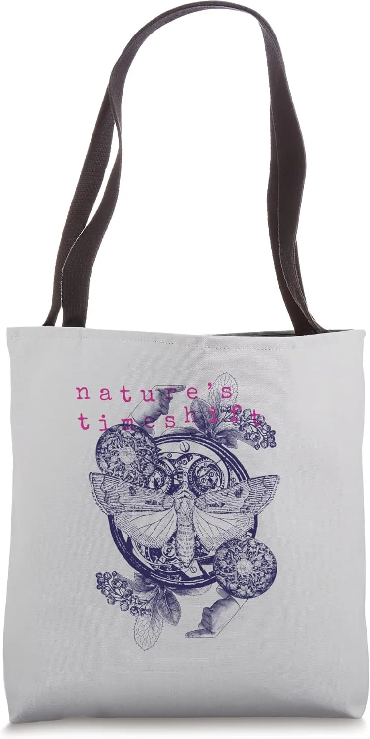 Steampunk Aesthetic Macabra Encyclopedia TimeMoth Moth Clock Tote Bag