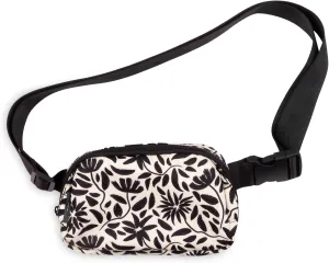 Steel Mill & Co Cute Crossbody Sling Bag for Women, Adjustable Small Purse with Buckle, Hand Drawn Black Floral