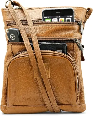 Steeltime Unisex Super Soft Leather Crossbody Bag with Lords Prayer or Serenity Prayer Patch with Carrying Strap
