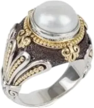Sterling Silver, 18K Gold and Pearl Ring DMK2099-122 S8