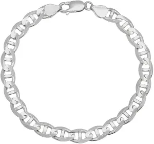 Sterling Silver Mariner Link Bracelet - 5.5MM, 6.5MM, 8MM, 9MM, 10.5MM, 12MM Thick Silver Link Bracelet for Men