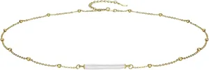 Sterling Silver Pearl Necklace Single Baroque Pearl Pendant Bead Chain for Women 18K Gold Plated Handmade Jewelry