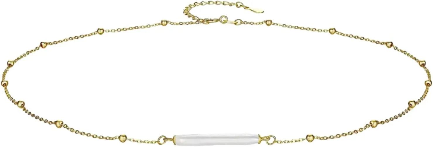 Sterling Silver Pearl Necklace Single Baroque Pearl Pendant Bead Chain for Women 18K Gold Plated Handmade Jewelry
