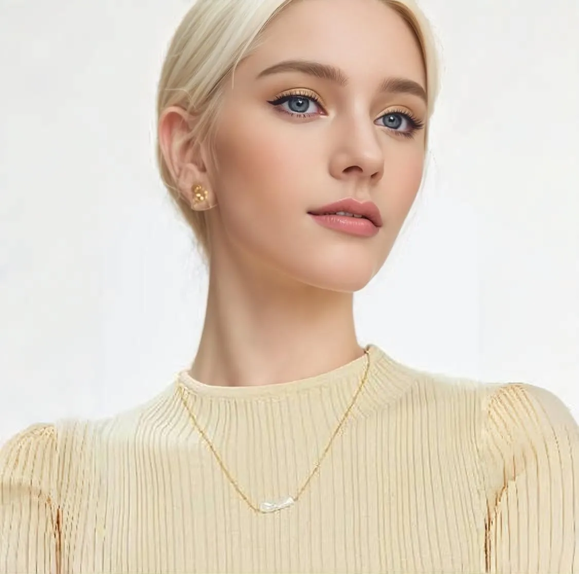 Sterling Silver Pearl Necklace Single Baroque Pearl Pendant Bead Chain for Women 18K Gold Plated Handmade Jewelry