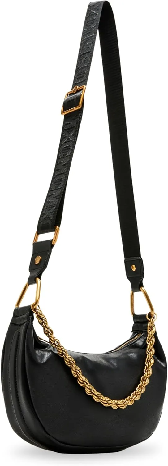 Steve Madden Bzina Moon Shaped Bag W/Chain, Black