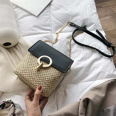 Straw Bucket Bags For Women 2019 Summer New Fashion Crossbody Bag Ladies Small Purses and Handbags Female Travel Messenger Bags