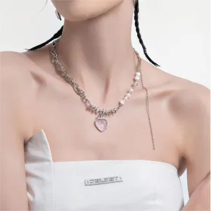 Strawberry Pendant Pearl Chain Choker Necklace