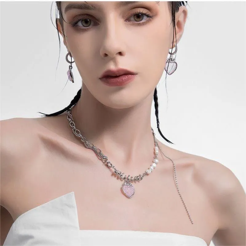 Strawberry Pendant Pearl Chain Choker Necklace