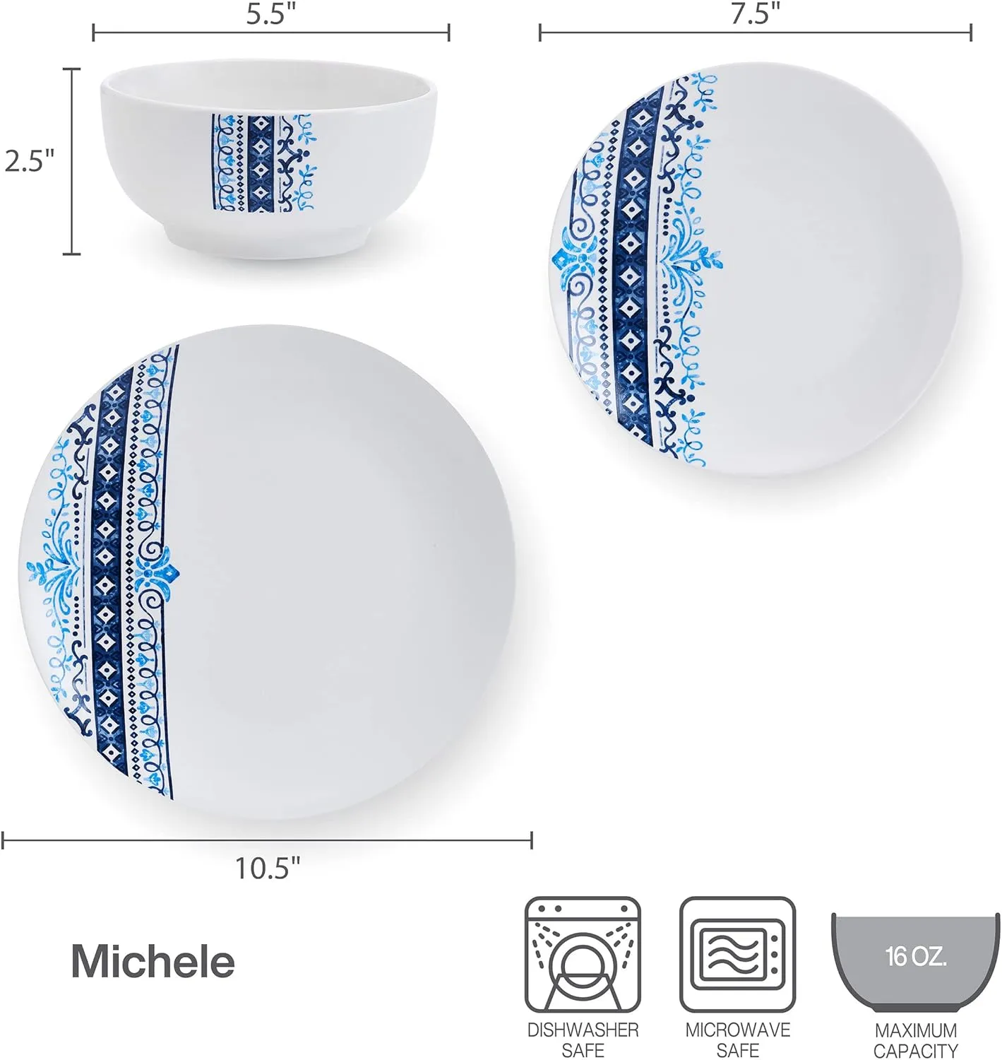 Studio Nova Michele 12 Piece Dinnerware Set, Service for 4, White
