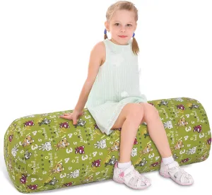 Stuffed Animal Storage Bean Bag Chair Cover (No Filler), Cylinder Plush Toy Storage Stuff and Sit Seat for Kids Boys and Girls, Canvas Large Soft Sit & Play Sofa with YKK Zipper