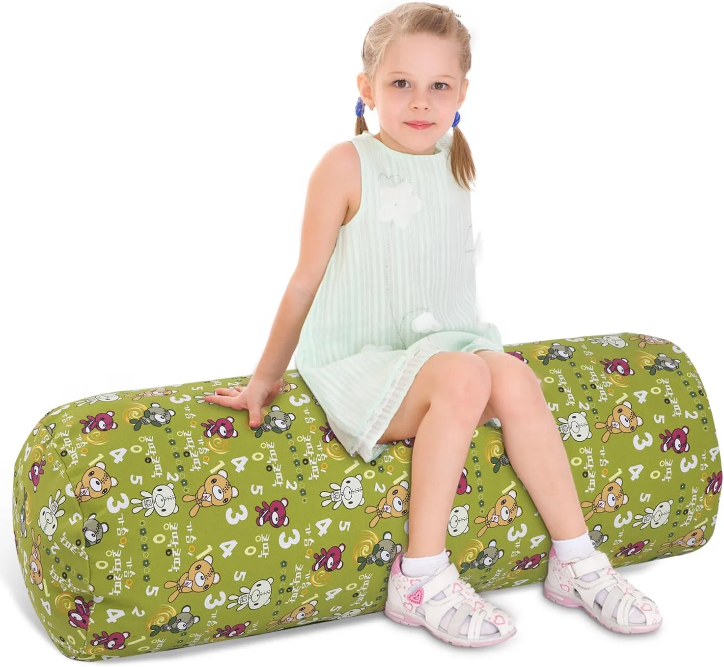 Stuffed Animal Storage Bean Bag Chair Cover (No Filler), Cylinder Plush Toy Storage Stuff and Sit Seat for Kids Boys and Girls, Canvas Large Soft Sit & Play Sofa with YKK Zipper