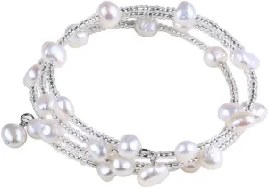 Stunning Freshwater Cultured Pearl & Sterling Silver Wrap Bracelet- 925