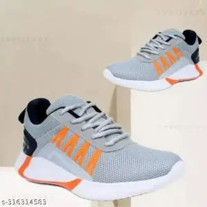 Stylish Lightweight Mesh Sports Shoes for Men – Grey & Orange