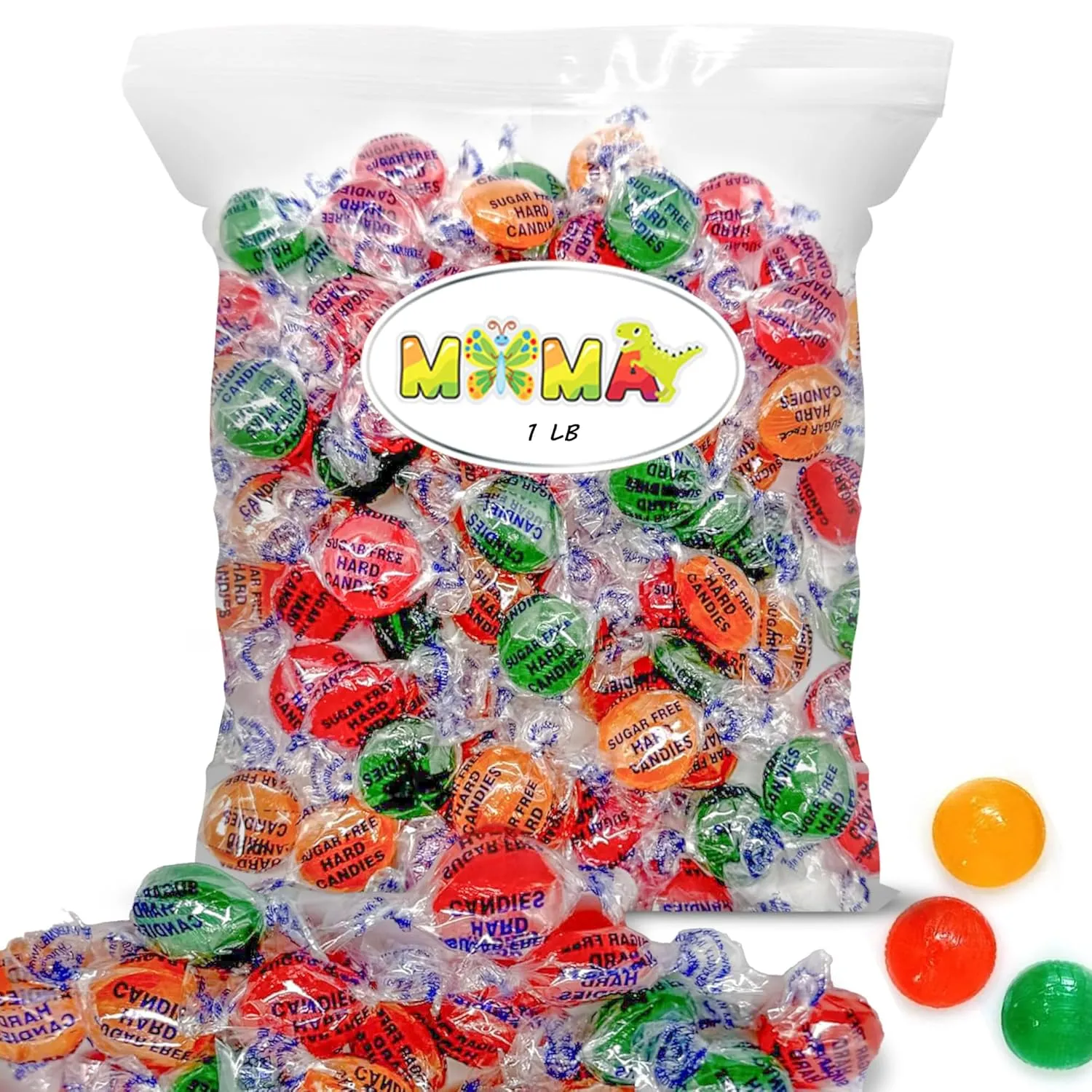 Sugar Free Assorted Fruit Flavors Hard Candy Variety Pack - 1lb Bag of Mima's Memorial Day Mega Sale Hard Treats Individually Wrapped - Delicious Fruit Flavors Bulk Candy