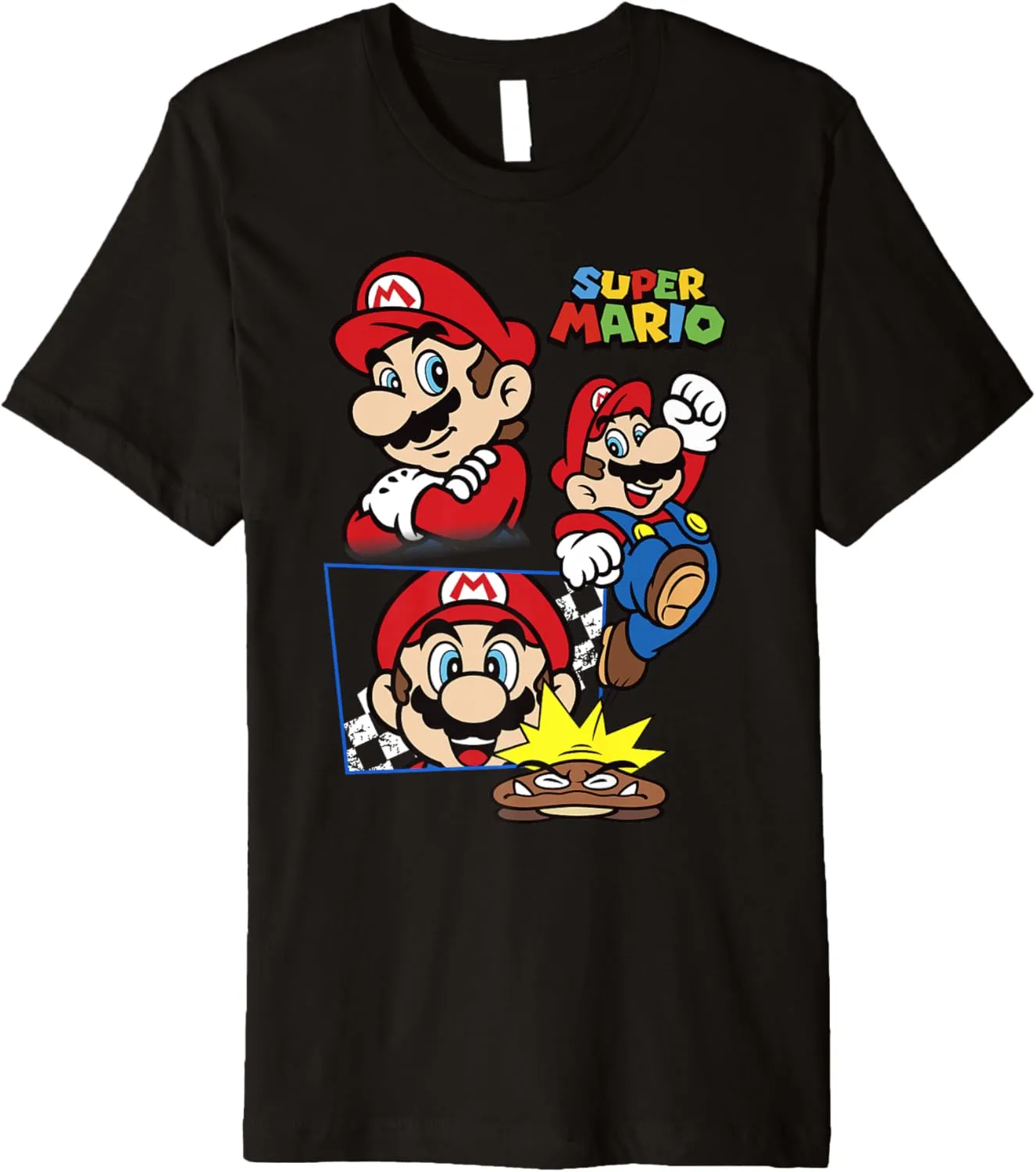 Super Mario Goomba And Mario Portrait Collage Premium T-Shirt
