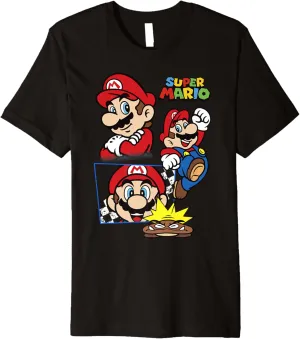 Super Mario Goomba And Mario Portrait Collage Premium T-Shirt