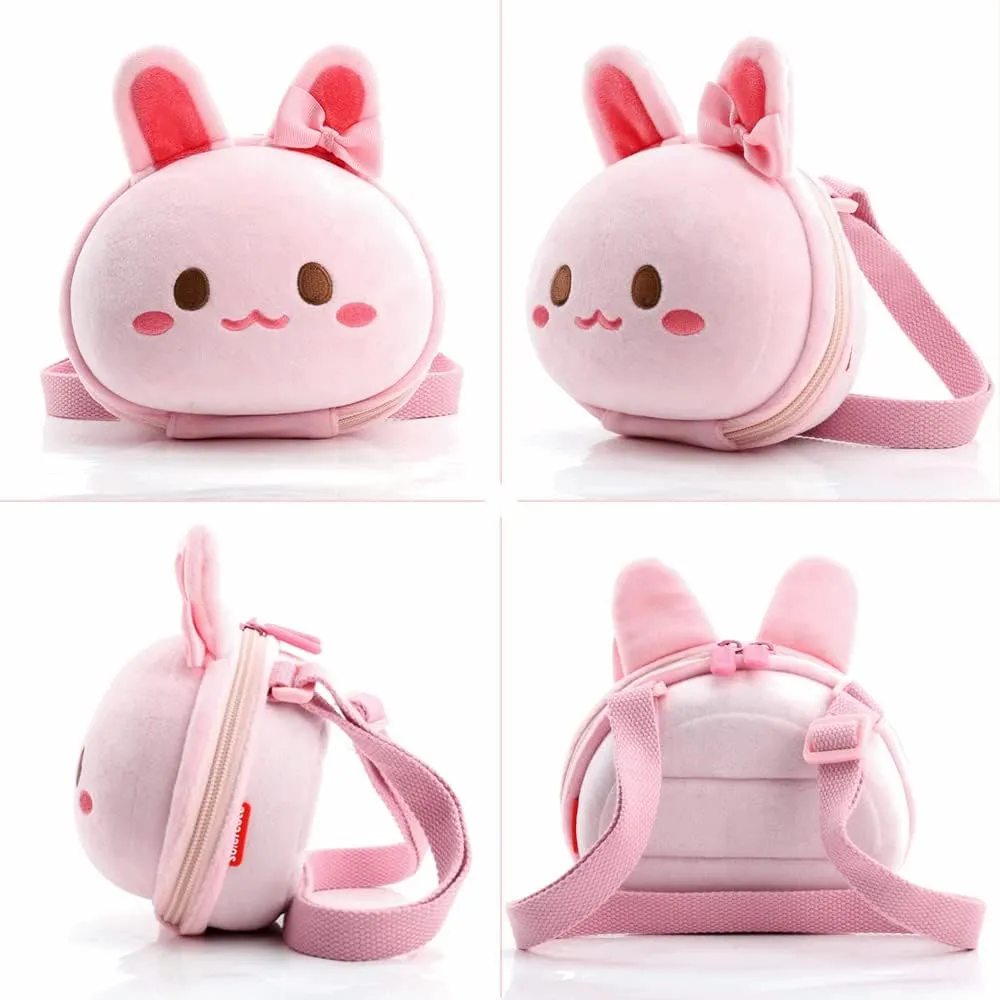 Supercute 3D Cartoon Rabbit Kids Crossbody Purse, Toddler Girls Rabbit Cion Purse