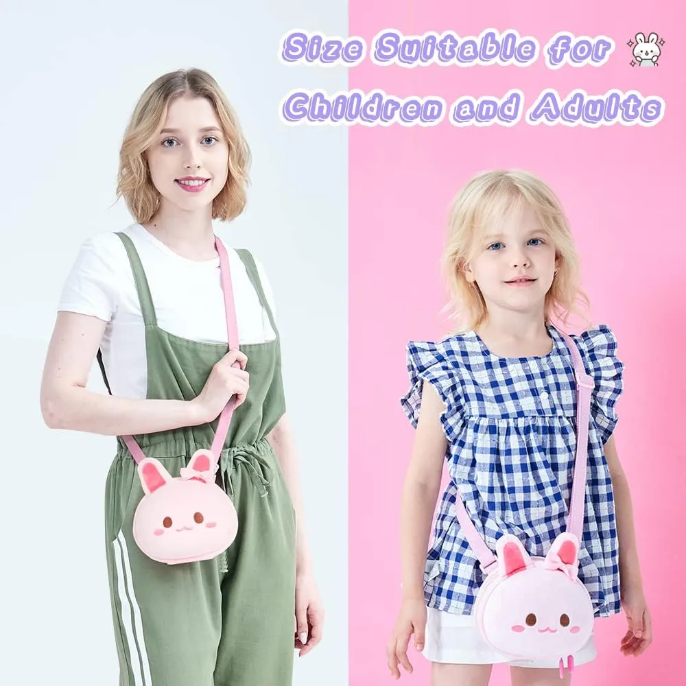 Supercute 3D Cartoon Rabbit Kids Crossbody Purse, Toddler Girls Rabbit Cion Purse