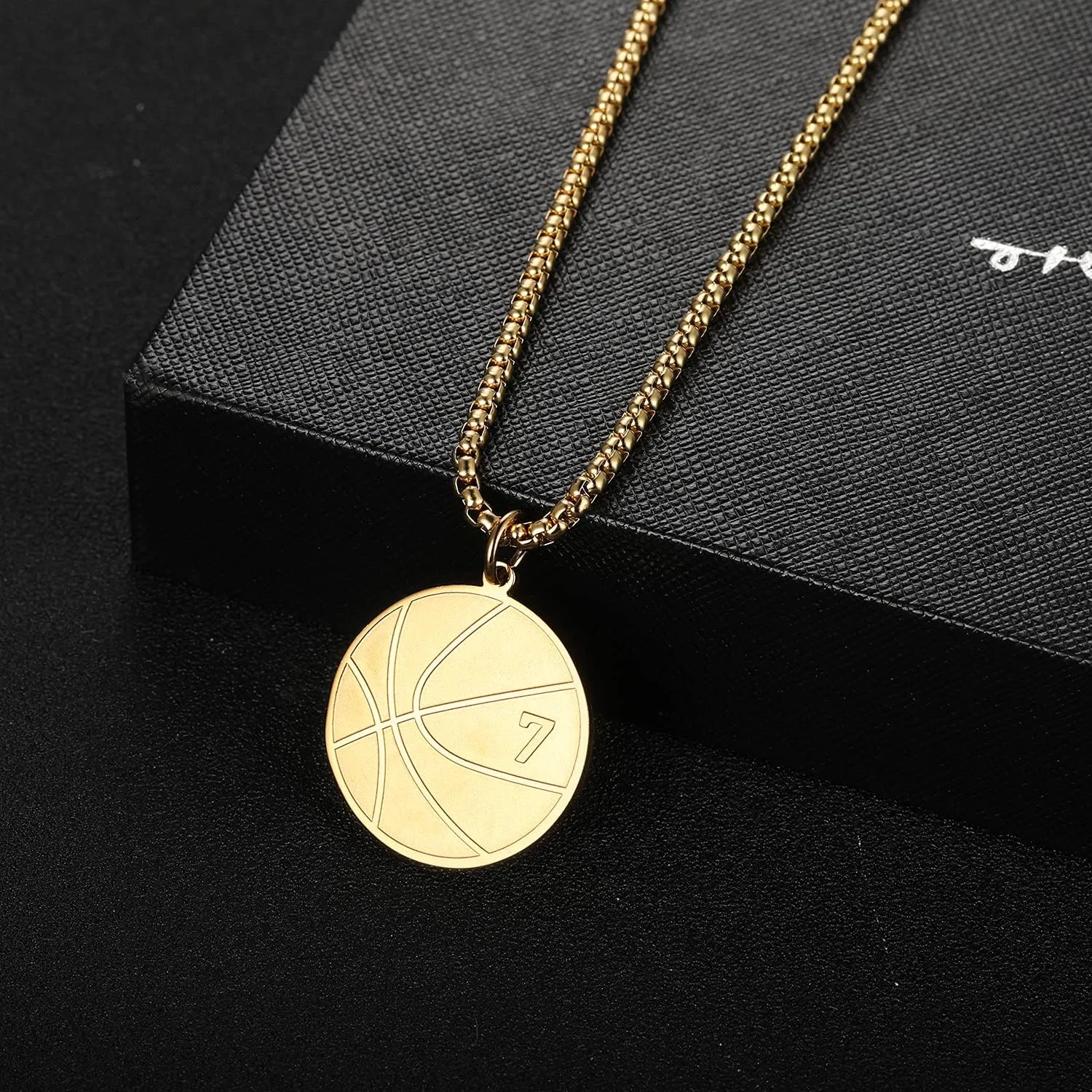 Susook Basketball Number Necklace for Boys Gold Stainless Steel Basketball Pendant Sport Jewelry Gifts for Men