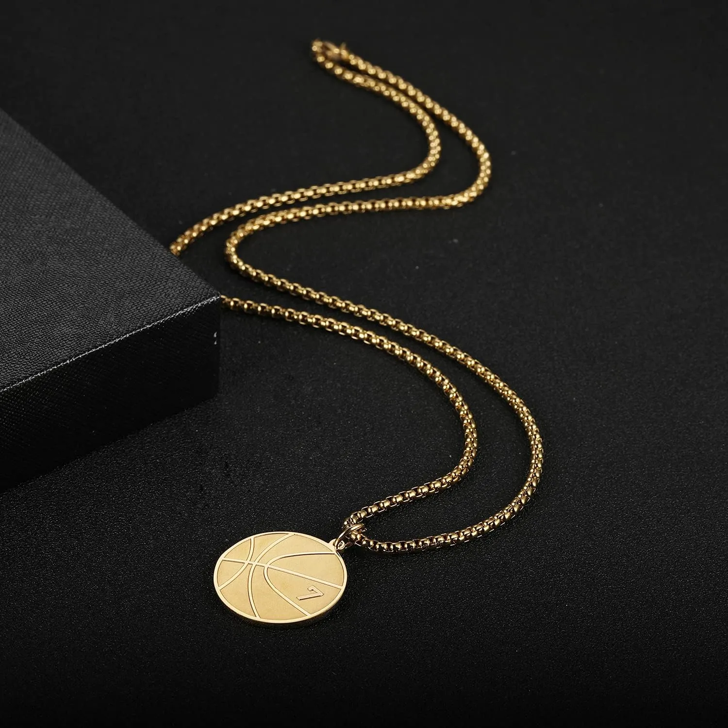 Susook Basketball Number Necklace for Boys Gold Stainless Steel Basketball Pendant Sport Jewelry Gifts for Men