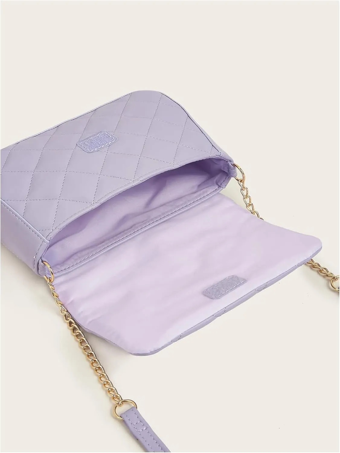 SweatyRocks Girl's PU Leather Chain Strap Crossbody Bag Metal Decor Flap Wallet Mini Square Bag Purple One-Size
