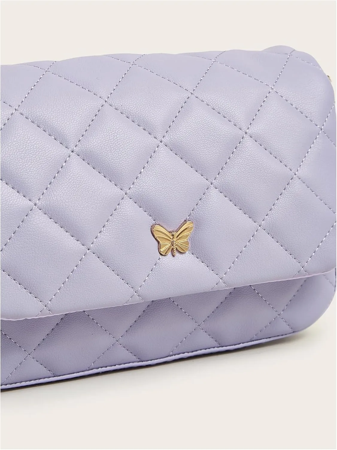 SweatyRocks Girl's PU Leather Chain Strap Crossbody Bag Metal Decor Flap Wallet Mini Square Bag Purple One-Size