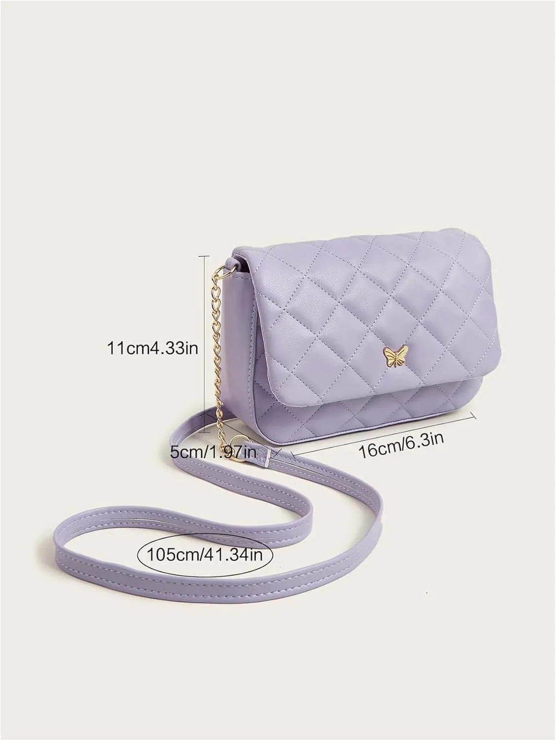 SweatyRocks Girl's PU Leather Chain Strap Crossbody Bag Metal Decor Flap Wallet Mini Square Bag Purple One-Size