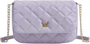 SweatyRocks Girl's PU Leather Chain Strap Crossbody Bag Metal Decor Flap Wallet Mini Square Bag Purple One-Size