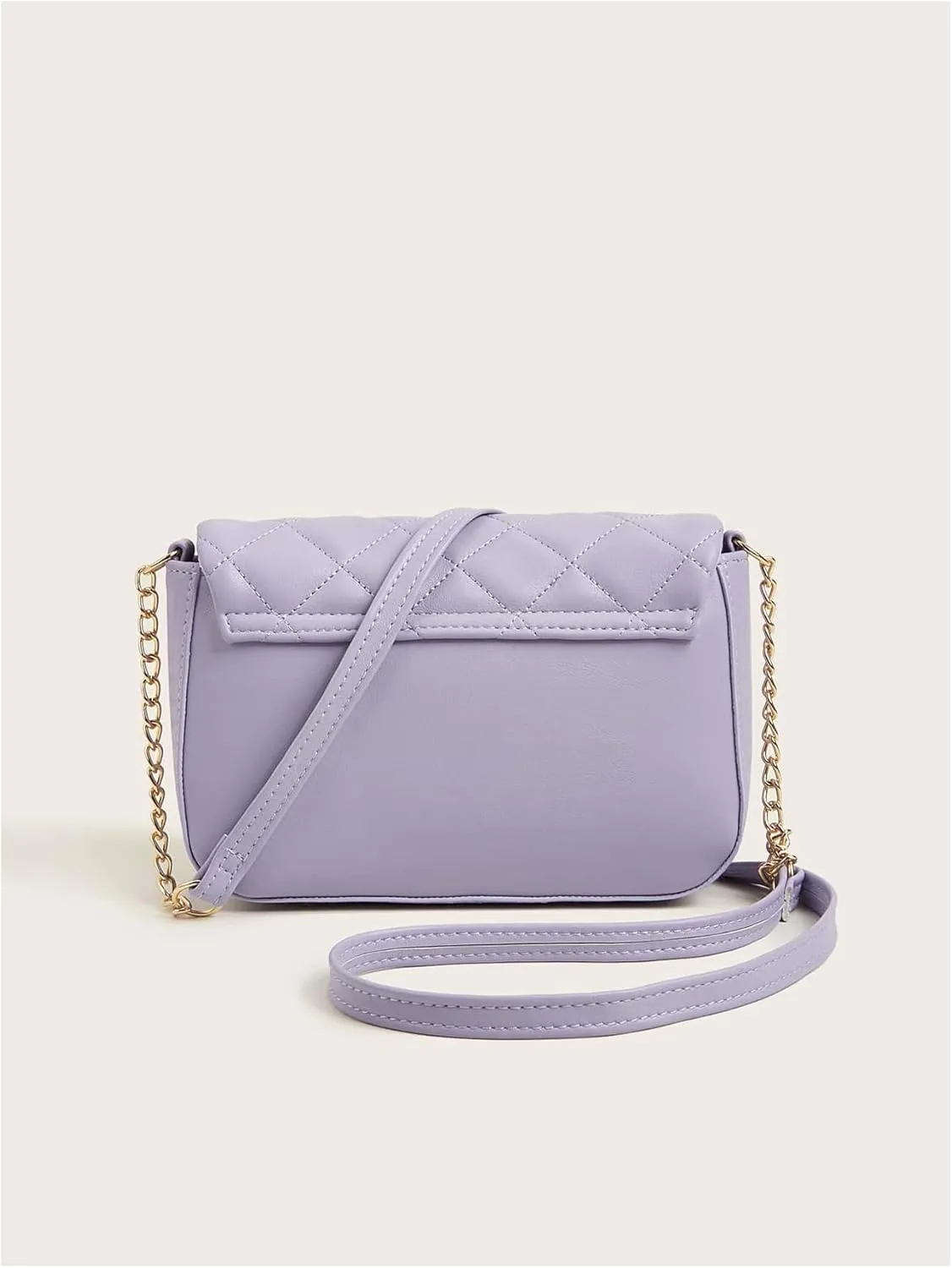 SweatyRocks Girl's PU Leather Chain Strap Crossbody Bag Metal Decor Flap Wallet Mini Square Bag Purple One-Size