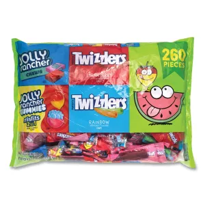 Sweets Assortment Bulk Variety (Twizzlers Rainbow and Strawberry, Jolly Rancher Gummies Misfits and Fruit Chews), 260 Pc./69.4