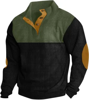 T Shirt for Mens Fall Winter Long Sleeve Neck Corduroy Tops Shirt Man 2025