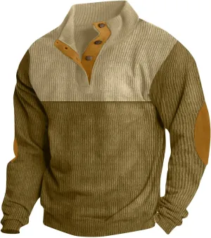 T Shirt for Mens Fall Winter Long Sleeve Neck Corduroy Tops Shirt Man 2025