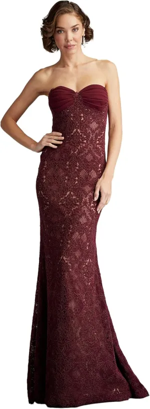 Tadashi Shoji Kohli Strapless Lattice Embroidered Gown