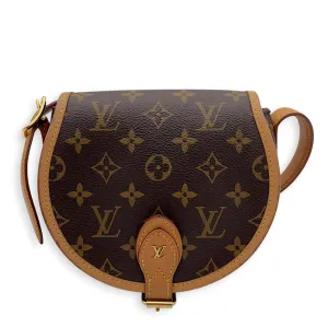 Tambourin Crossbody Bag Brown in Monogram Coated Canvas, Gold hardware