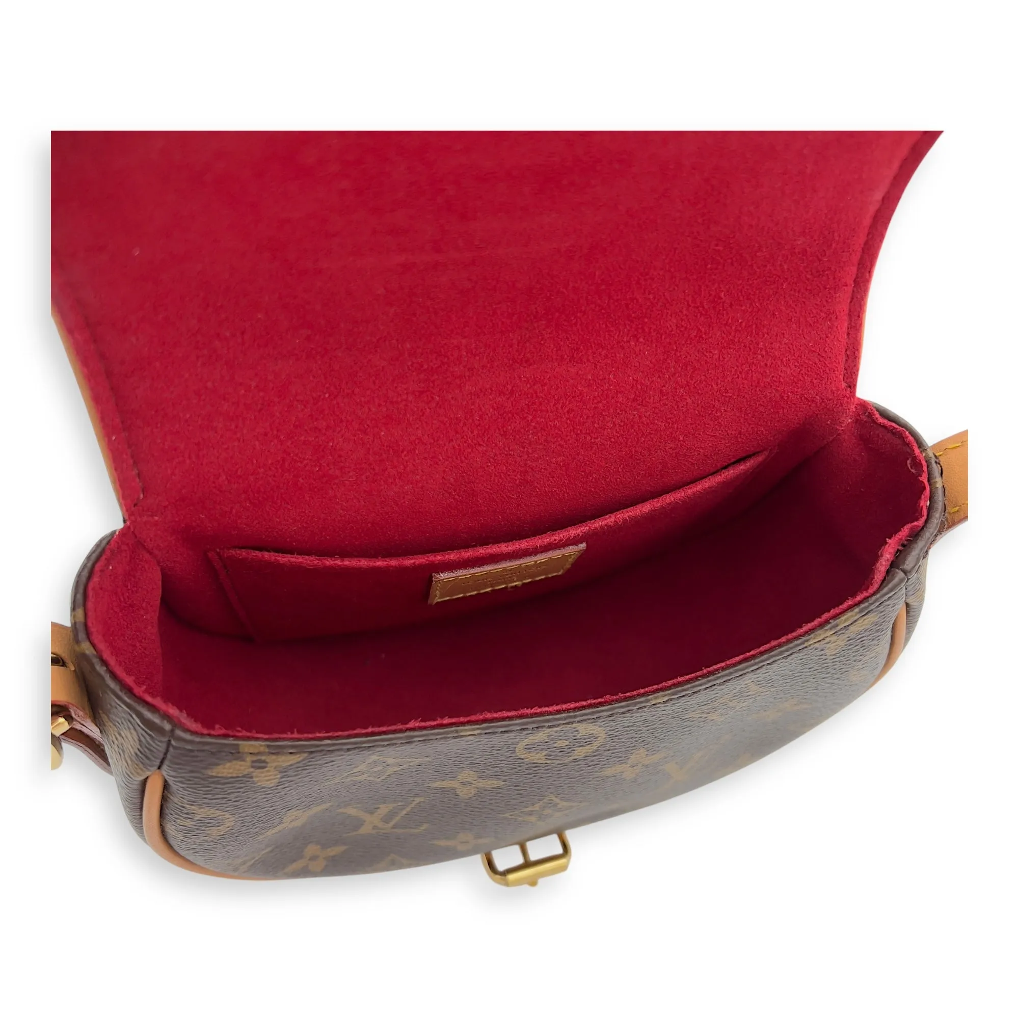 Tambourin Crossbody Bag Brown in Monogram Coated Canvas, Gold hardware