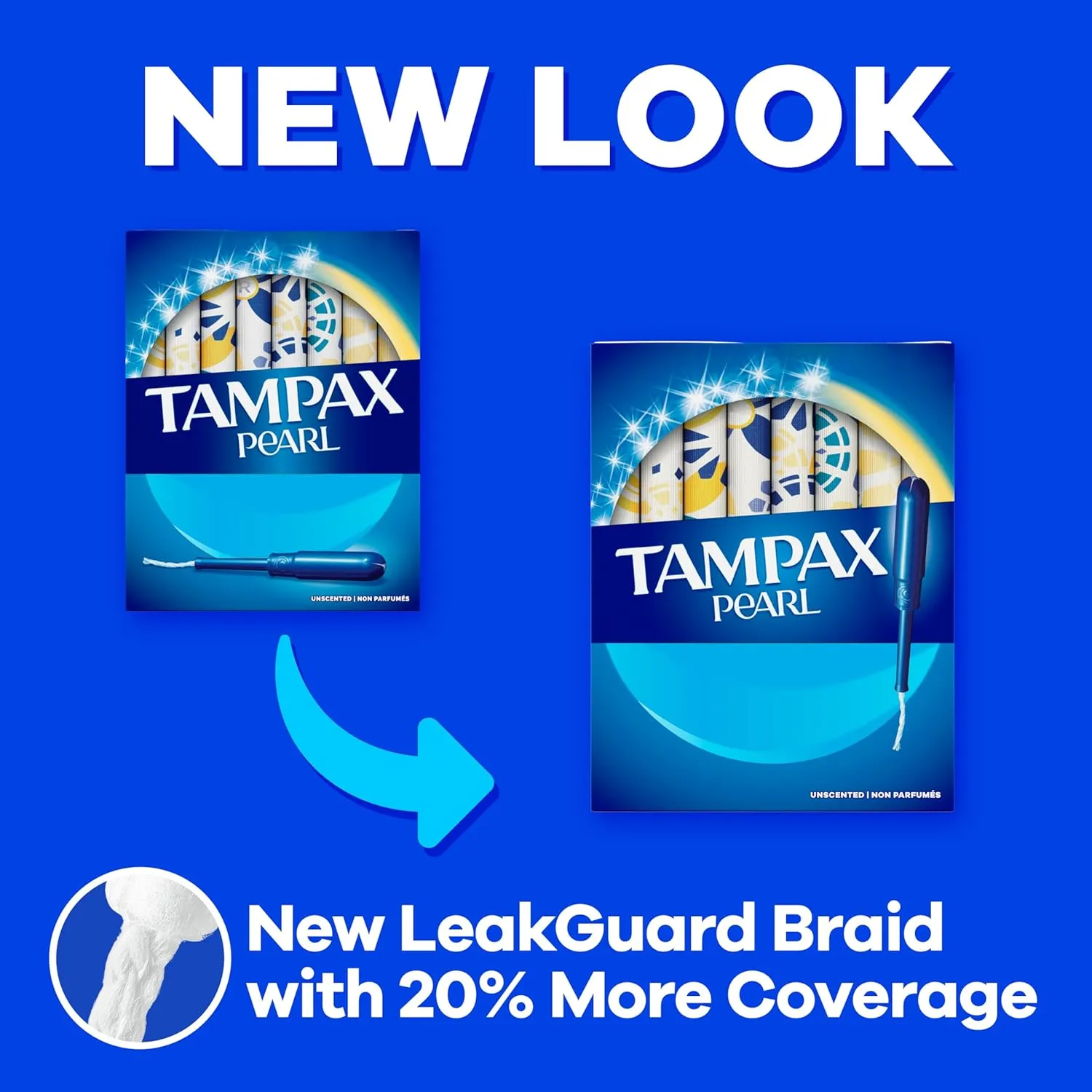 Tampax Pearl Tampons Multipack, Light/Regular/Super Absorbency, with Leakguard Braid, Unscented, 94 Count (Packaging May Vary)