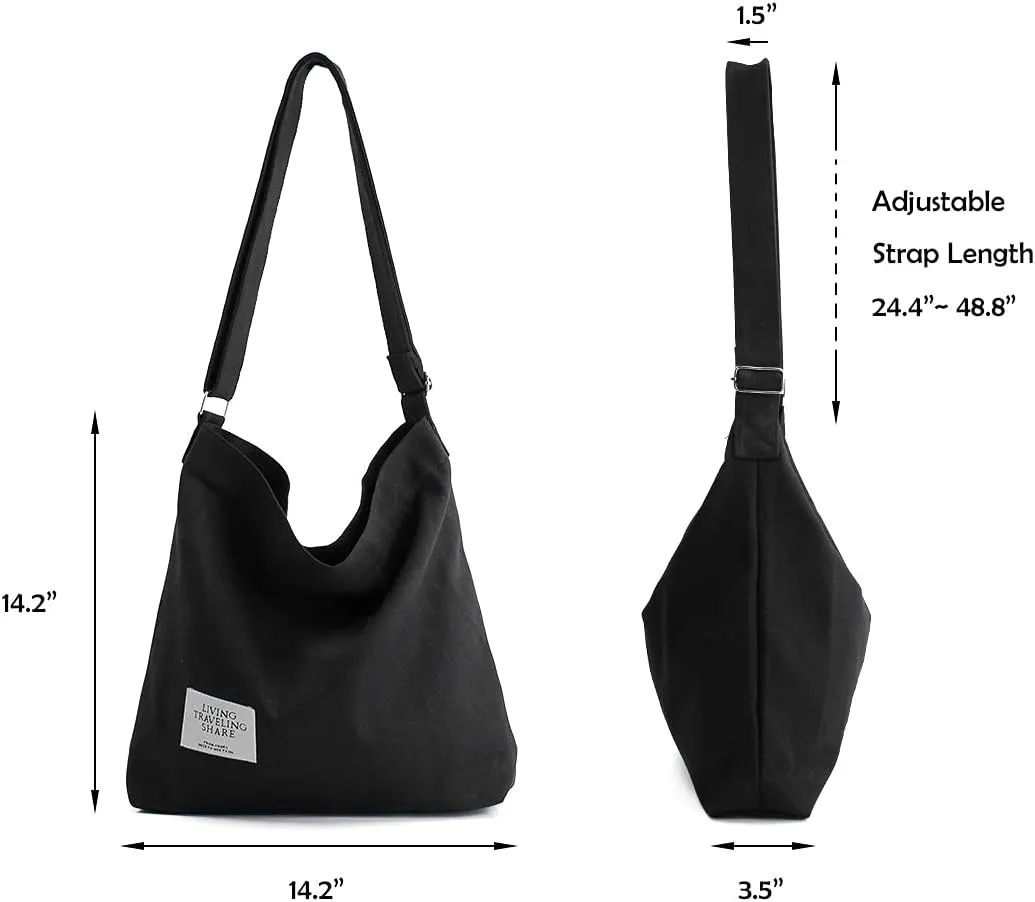 TANOSII Canvas Tote Bag Womens Hobo Handbag Casual Shoulder Bag Shopping Bag Large Size Crossbody Bag