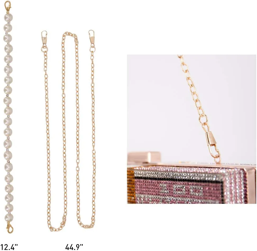 TANOSII Women Stack of Cash Evening Bag Crystal Rhinestone Clutch Money Shoulder Bag Dollar Bill Purse