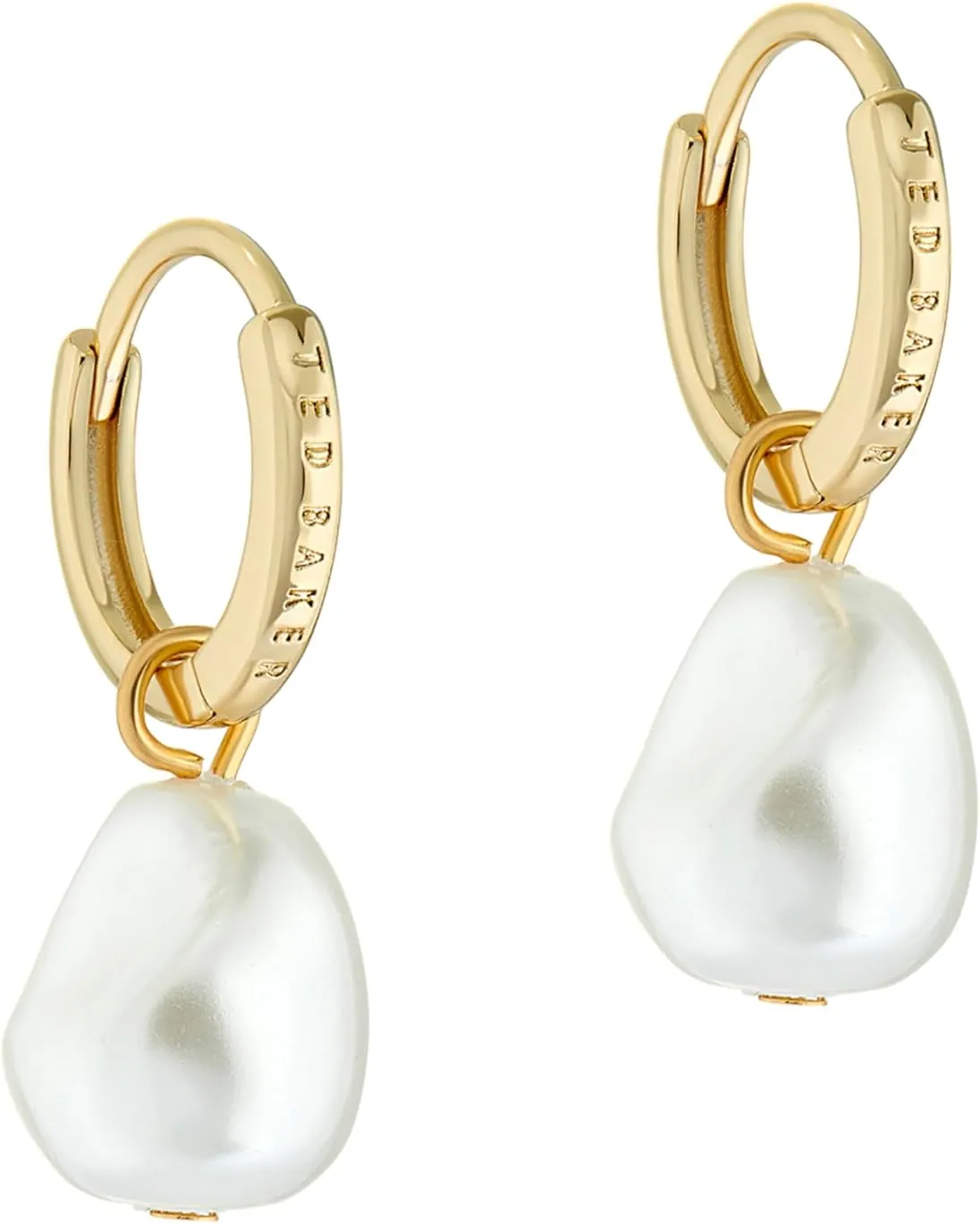Ted Baker London Periaa Pearly Chain Huggie Earrings for Women (Gold/Pearl)