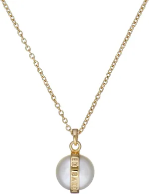 Ted Baker London Perreti Logo Pearl Pendant Necklace For Women (Gold/Pearl)