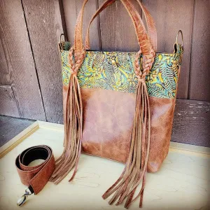 Tejas Bucket Handbag with Dallas Turquoise Accent