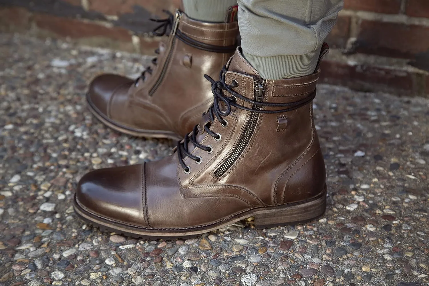 Testosterone Shoes Men's Pool Side Genuine Leather Combat Boot