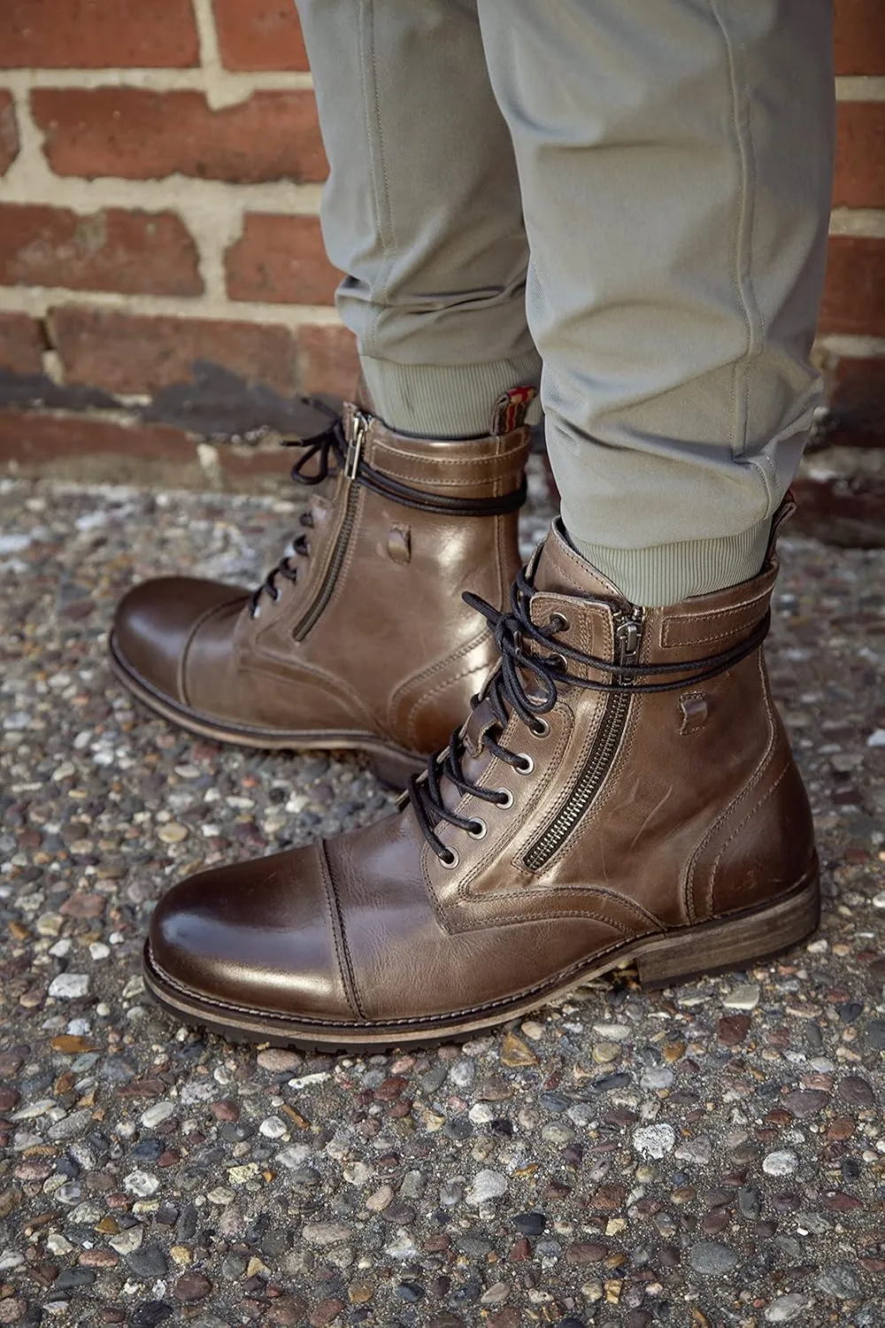 Testosterone Shoes Men's Pool Side Genuine Leather Combat Boot