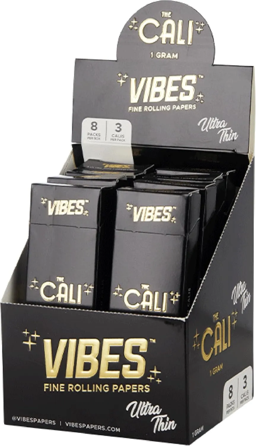 The Cali by VIBES Premium Tubes Pack of 24, 1 Gram Capacity, Wide Cylindrical Shape, Ultra-Thin Hemp Paper, 4 Unique Blends