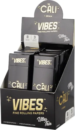 The Cali by VIBES Premium Tubes Pack of 24, 1 Gram Capacity, Wide Cylindrical Shape, Ultra-Thin Hemp Paper, 4 Unique Blends