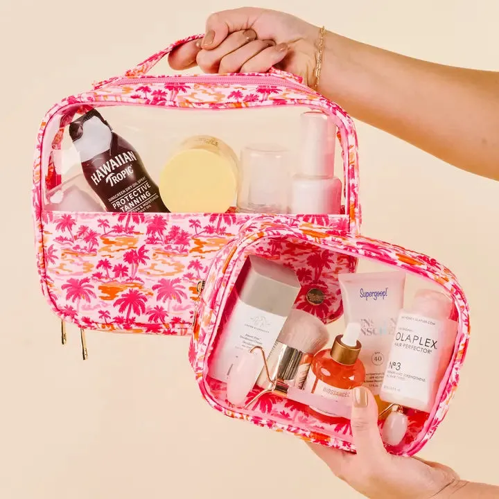 The Darling Effect Clearly Chic Cosmetic Bag Set-Paradise Palms