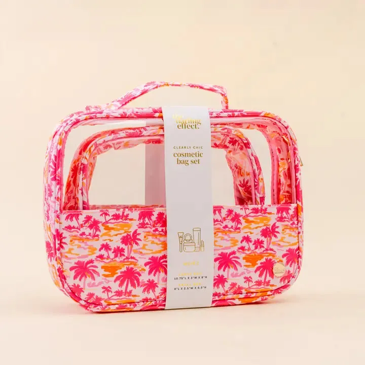 The Darling Effect Clearly Chic Cosmetic Bag Set-Paradise Palms